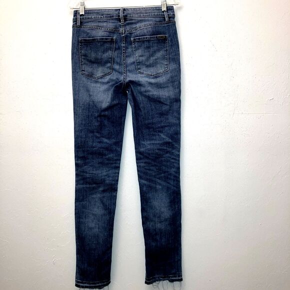 WHITE HOUSE BLACK MARKET THE SLIM 4 Rhinestone Knee Blue Denim Stretch Jeans Mid - Picture 3 of 11